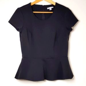 Black peplum short sleeve blouse by New York & Company